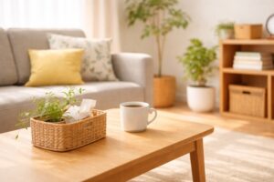 物を増やさない暮らしがもたらす心の落ち着きを感じるシンプルなリビングの一角