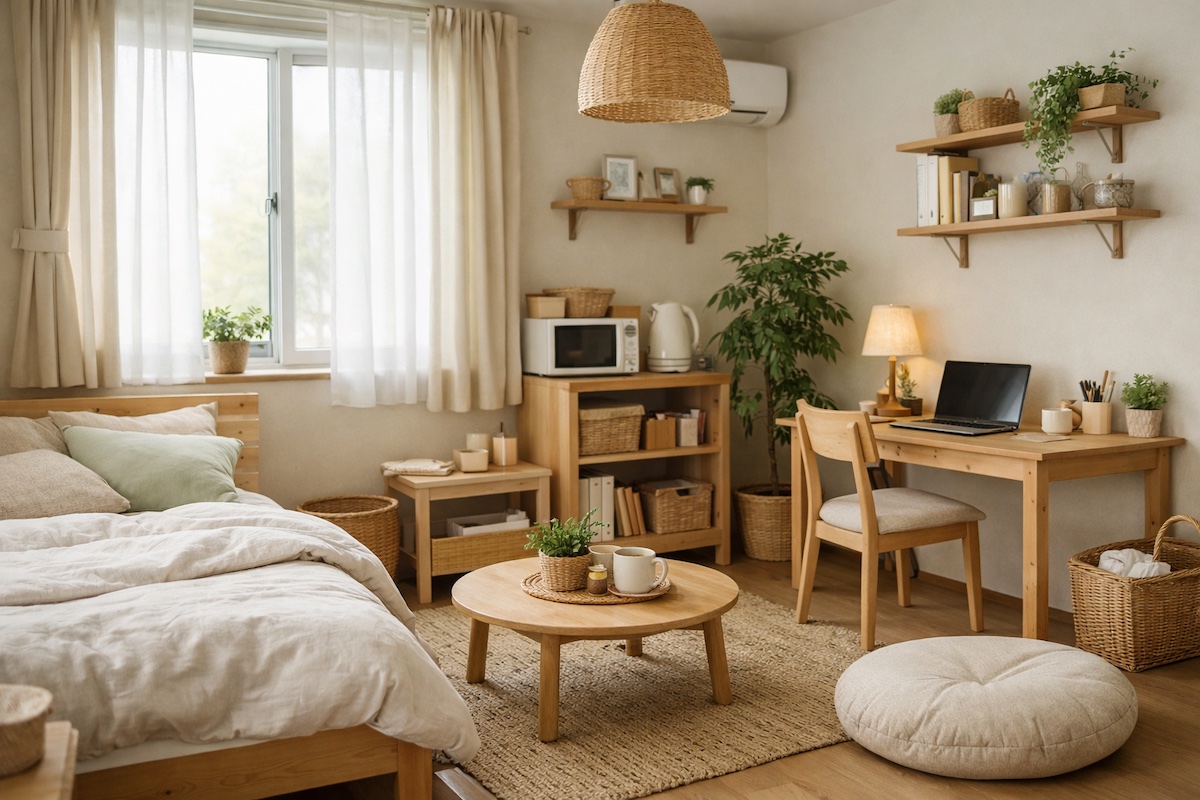 狭い部屋でも快適に過ごせる一人暮らしのワークスペースとナチュラルインテリア