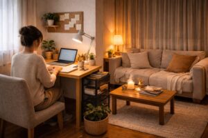 整ったオン空間と落ち着いたオフ空間が共存する部屋