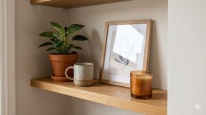 植物や雑貨が飾られたおしゃれなウォールシェルフ