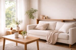 余白のある整った一人暮らしのリビング空間