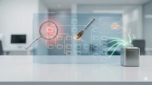 フォルダ構造の設計図と、メンテナンスを行うツール、ルールの更新とクリーンアップの動的なプロセス。