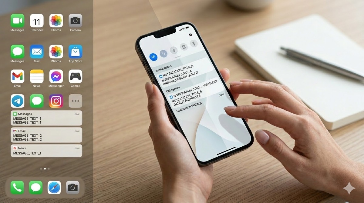 スマホの通知を整理・画面をすっきり見せる設定イメージ