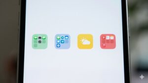 ジャンルごとに小さなフォルダにまとまり、整然と並ぶアプリアイコン