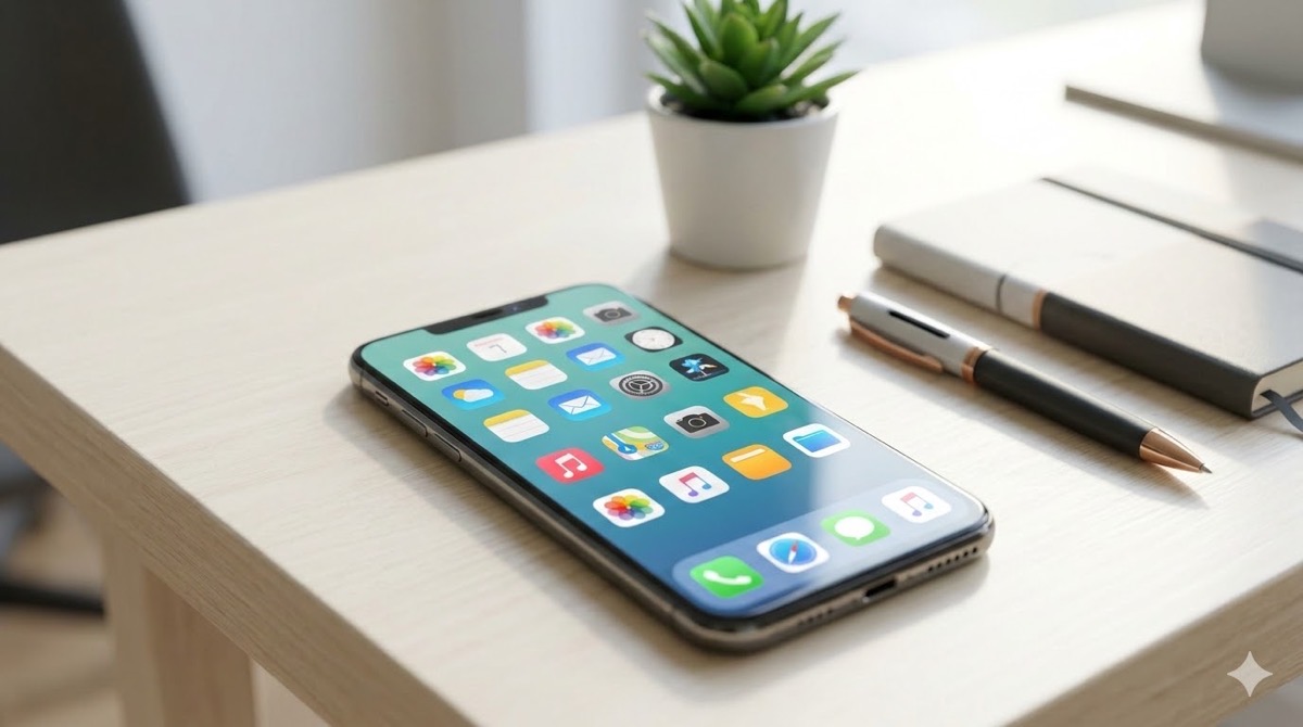 スマートフォン画面のアプリをきれいに整理した様子