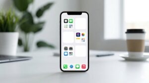 整理されたフォルダが並び、中身が少し見え、余白が確保されたスマホ画面