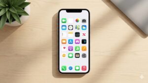 アプリアイコンがグリッドに沿ってきれいに並び、上下左右に十分な余白が確保されたスマホ画面