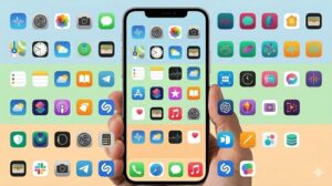 役割ごとに整理され、地図のように機能的なグリッド状のスマホ画面