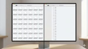 ファイル名の命名規則を比較するイメージ写真。左は長くて複雑、右は短くて統一された短い記号と要素。